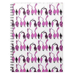 Caderno Espiral Padrão de Bumbuns de Gato Roxo