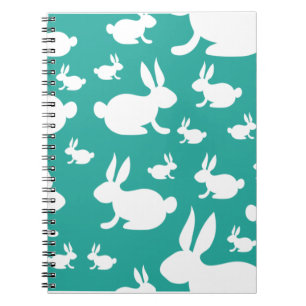 Caderno Espiral Padrão de Bunny Teal