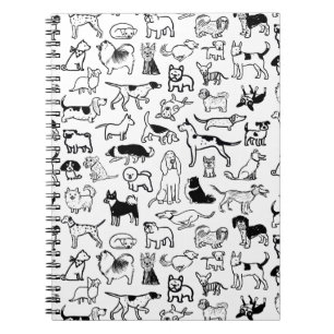 Caderno Espiral Padrão de cães brancos e pretos Legal Canine Lov