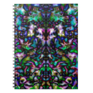 Caderno Espiral Padrão de caleidoscópio psicodélico colorido