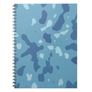 Caderno Espiral Padrão de Camuflagem Abstrato Azul Pastel