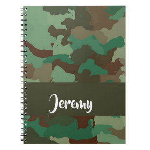 Caderno Espiral Padrão de camuflagem de nome personalizado