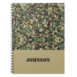 Caderno Espiral Padrão de camuflagem de nome personalizado