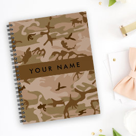 Caderno Espiral Padrão de Camuflagem no Deserto, Seu nome, Persona