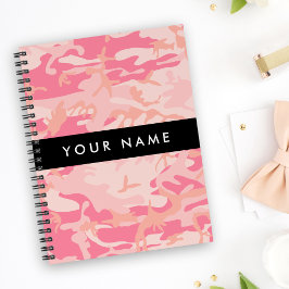 Caderno Espiral Padrão de Camuflagem Rosa, Seu nome, Personalize