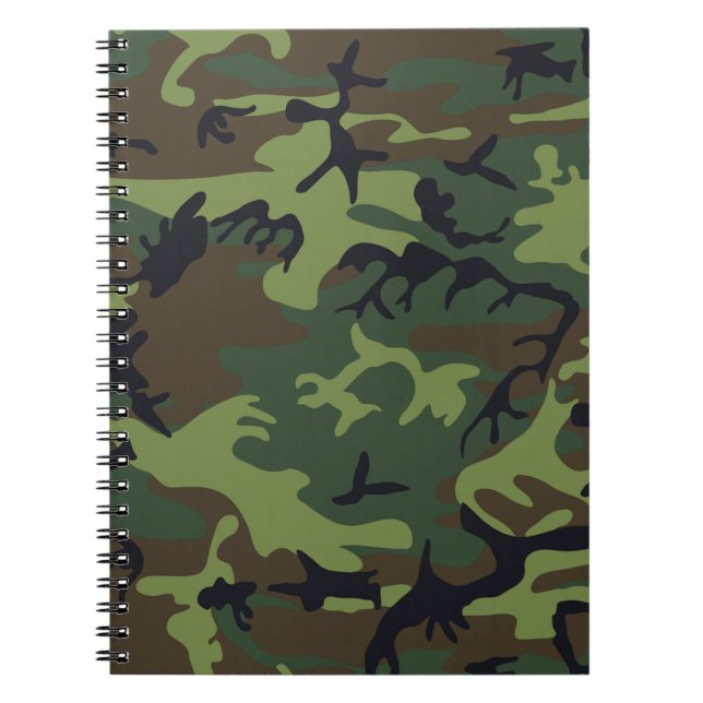 Caderno Espiral Padrão de Camuflagem Verde Clássico (Frente)