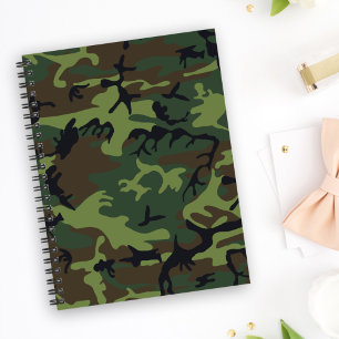 Caderno Espiral Padrão de Camuflagem Verde, Padrão Militar, Exérci