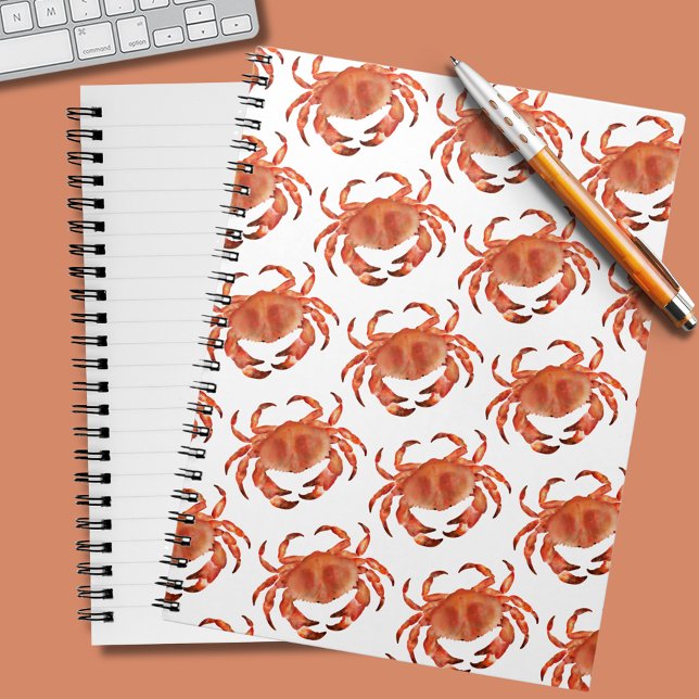 Caderno Espiral Padrão de Caranguejos à Beira-Mar (Seaside Crabs Pattern Notebook – Coastal Ocean Journal)