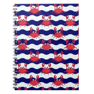 Caderno Espiral Padrão de Caranguejos Felizes