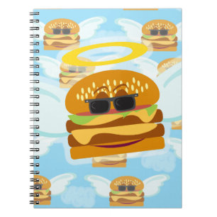 Caderno Espiral Padrão de Cartoon do Angel Fay Cheeseburger