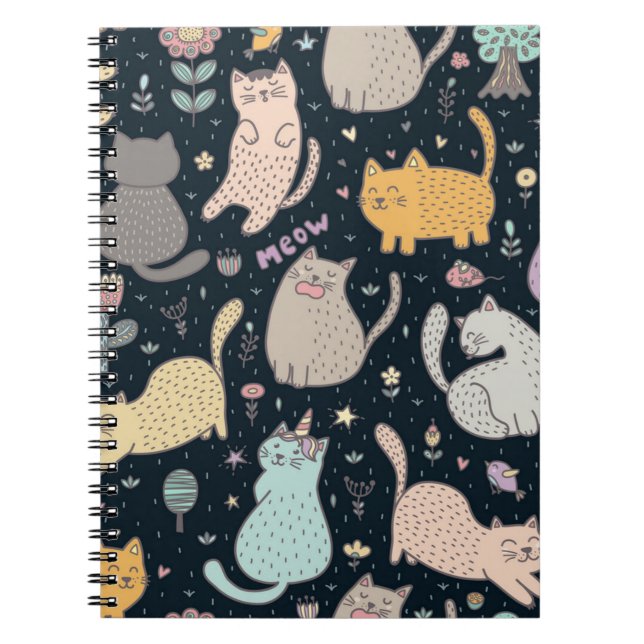 Caderno Espiral Padrão de Cat (Frente)