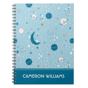 Caderno Espiral Padrão de Céu Azul e Espaço