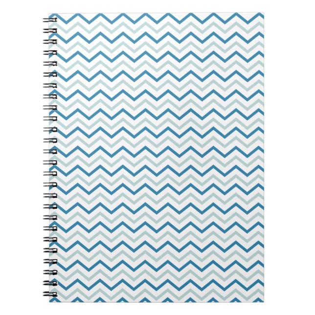 Caderno Espiral Padrão de Chevron Azul Aqua (Frente)