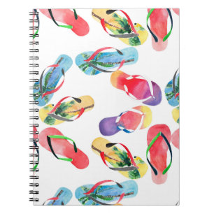 Caderno Espiral Padrão de Chinelos de Summer Beach