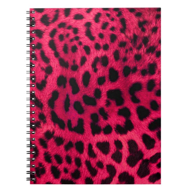 Caderno Espiral Padrão de Chita Rosa Quente (Frente)