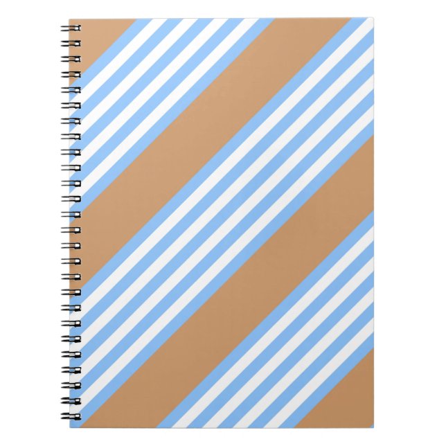 Caderno Espiral Padrão de cinco faixas azul e branco com bronzeado (Frente)