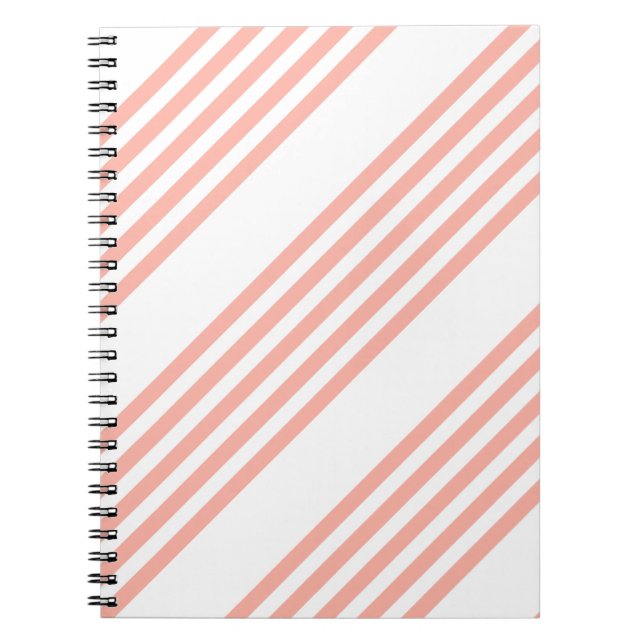 Caderno Espiral Padrão de cinco faixas de coral e branco (Frente)