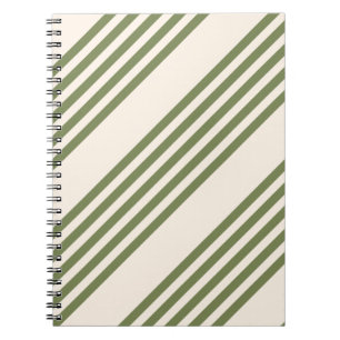 Caderno Espiral Padrão de cinco faixas verde-oliva e bege