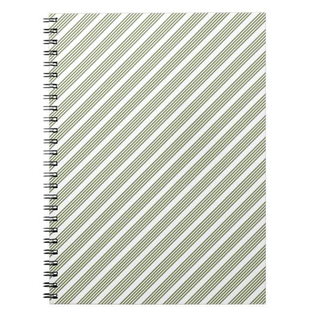 Caderno Espiral Padrão de cinco faixas verde-oliva e branco (Frente)