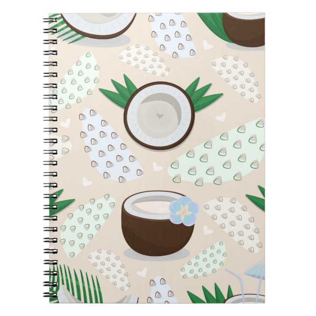 Caderno Espiral Padrão de coco colorido (Frente)
