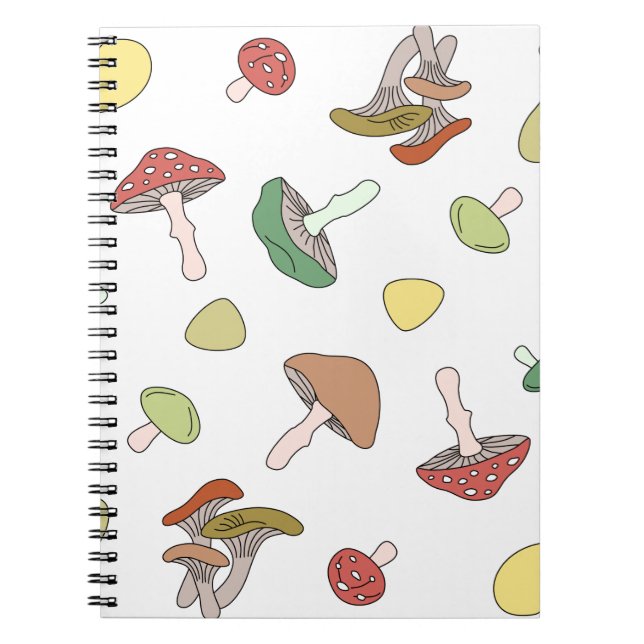 Caderno Espiral Padrão de Cogumelos (Frente)