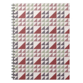 Caderno Espiral Padrão de Colcha Geométrica Rosa Empoeirada