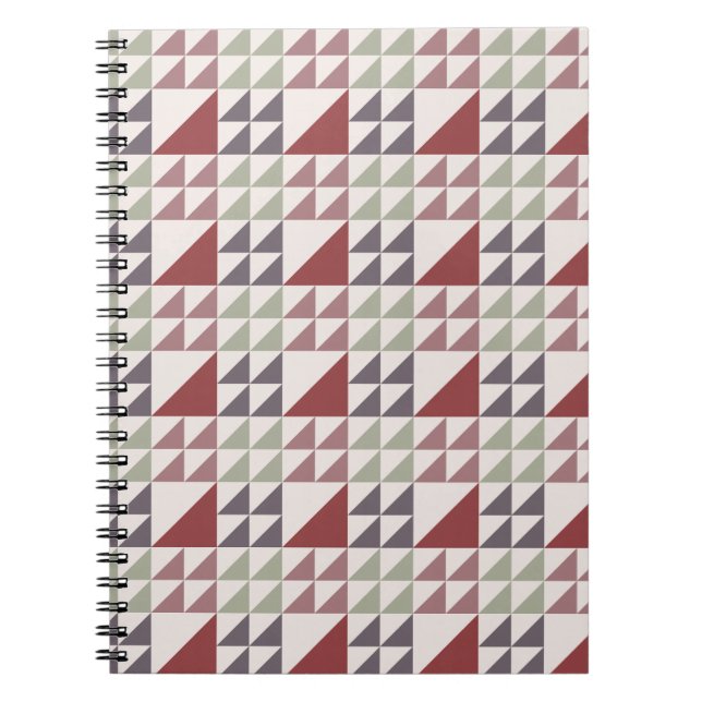 Caderno Espiral Padrão de Colcha Geométrica Rosa Empoeirada (Frente)