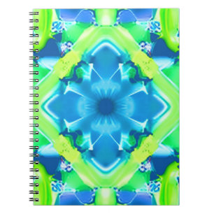 Caderno Espiral Padrão de Coletor Azul e Verde limão