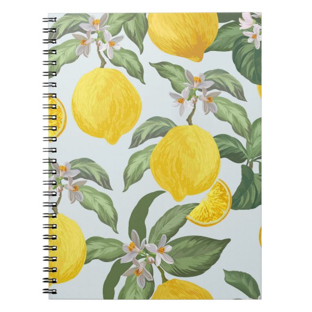 Caderno Espiral Padrão de colheita de Frutas tropicais de Lemon (Frente)