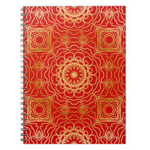Caderno Espiral Padrão de colheita sem costura com abstrato floral
