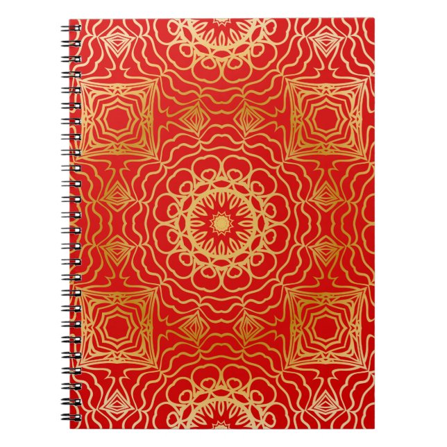 Caderno Espiral Padrão de colheita sem costura com abstrato floral (Frente)