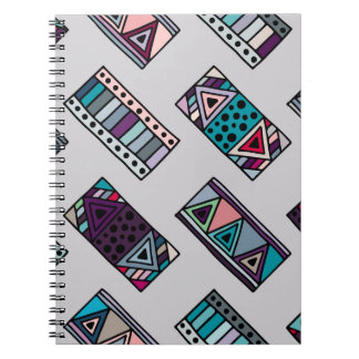 Caderno Espiral Padrão de colheita sem costura. fundo geométrico w