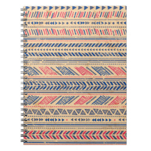 Caderno Espiral Padrão de colheita tribal étnica sem descontinui