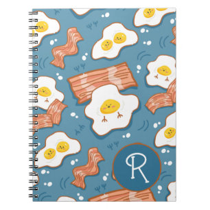 Caderno Espiral Padrão de Comida do café da manhã