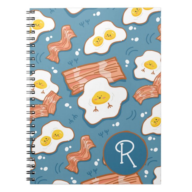 Caderno Espiral Padrão de Comida do café da manhã (Frente)