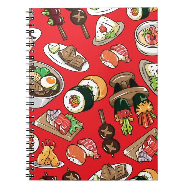 Caderno Espiral padrão de comida japonês uniforme (Frente)