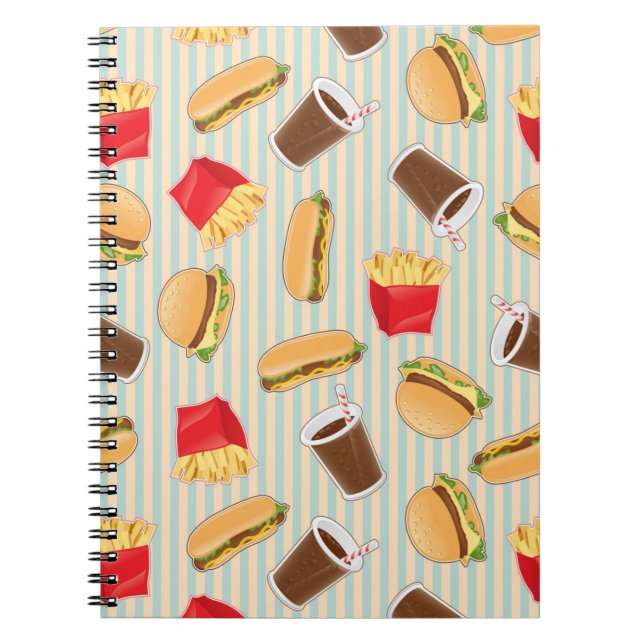 Caderno Espiral Padrão de Comida rápida 2 (Frente)