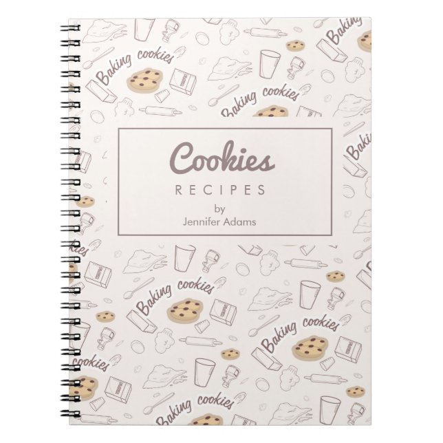 Caderno Espiral Padrão de Cookies Baking | Cookies Receitas Notebo (Frente)