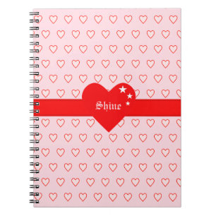 Caderno Espiral Padrão de Coração Bonito