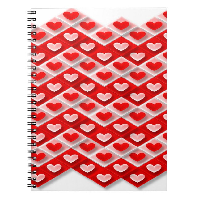 Caderno Espiral Padrão de Coração de Amor (Frente)