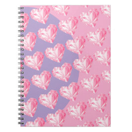 Caderno Espiral Padrão de Coração de Diamante Rosa – Design Fofo e