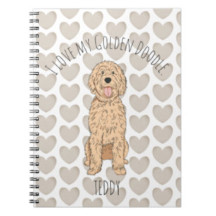 Caderno Espiral Padrão de Coração de Goldendoodle Personalizado