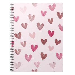 Caderno Espiral Padrão de Coração Rosa Fofo – Design Romântico e E
