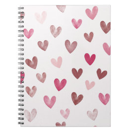 Caderno Espiral Padrão de Coração Rosa Fofo – Design Romântico e E
