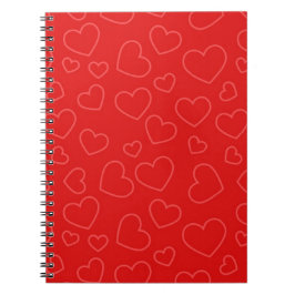 Caderno Espiral Padrão de Coração Vermelho Simples