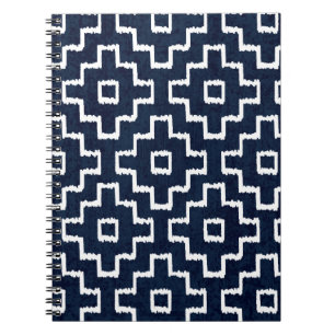 Caderno Espiral Padrão de corantes índios sem costura Sashiko co