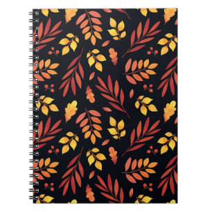 Caderno Espiral Padrão de Cores de Água das Folhas de Outono Color
