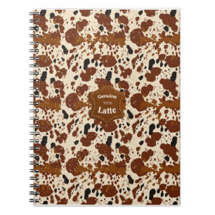 Caderno Espiral Padrão de Couro de Vaca Latte 100% Genuíno   Neutr
