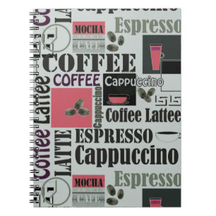 Caderno Espiral padrão de cozinha de café retrô para espresso latt