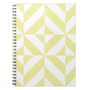 Caderno Espiral Padrão de Cubo de Deco Geométrico Amarelo Pálido